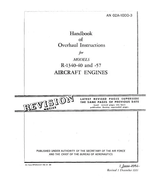 Pratt & Whitney Aircraft R-1340-40 & -57 Overhaul Instructions (02A-10Dd-3) 1