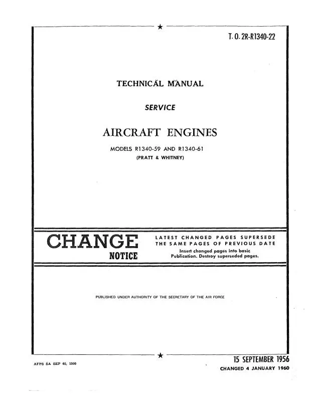 Pratt & Whitney Aircraft R-1340-59 And R-1340-61 Maintenance Manual (2R-R1340-22) 1