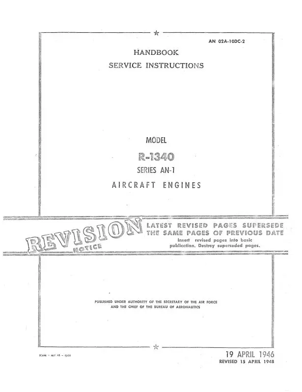 Pratt & Whitney Aircraft R-1340-An-1 Series Service Instructions (02A-10Dc-2) 1