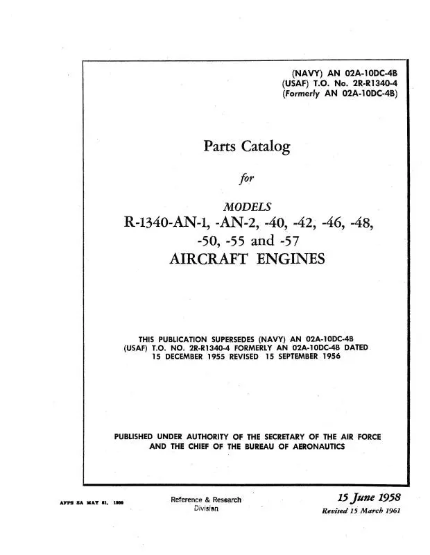 Pratt & Whitney Aircraft R-1340 Series Parts Catalog (02A-10Dc-4B) 1