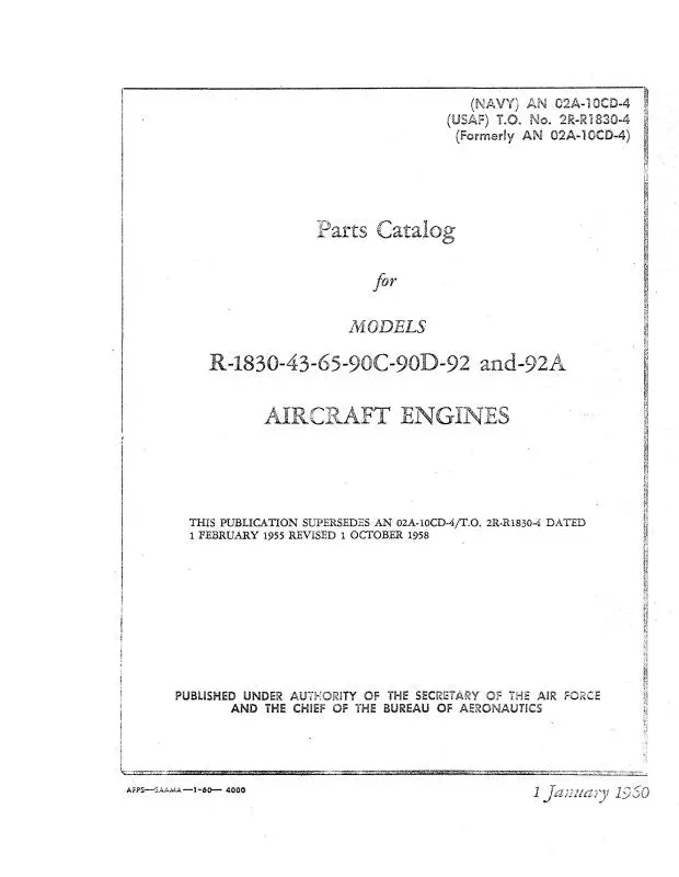 Pratt & Whitney Aircraft R-1830-43,-65,-90C,D&-92,A Parts Catalog (02A-10Cd-4) 1