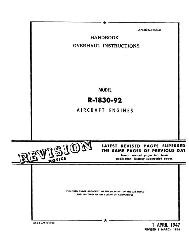 Pratt & Whitney Aircraft R-1830-92 Engine Overhaul Instructions (02A-10Cc-3) 1