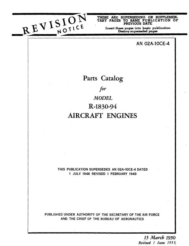 Pratt & Whitney Aircraft R-1830-94 Series Parts Catalog (02A-10Ce-4) 1