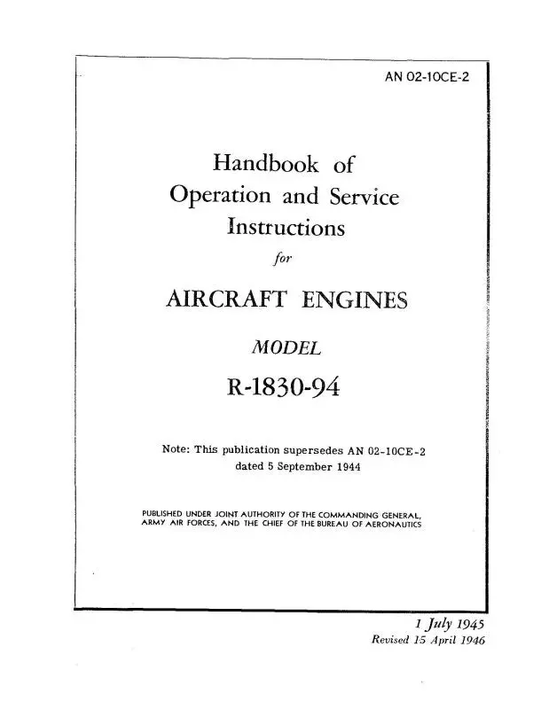 Pratt & Whitney Aircraft R-1830-94 Series Operating Instructions (02-10Ce-2) 1