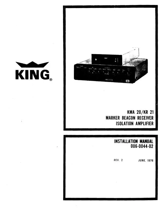 Bendix-King Kma20, Kr21 1976 Installation Manual (006-0044-02) 1
