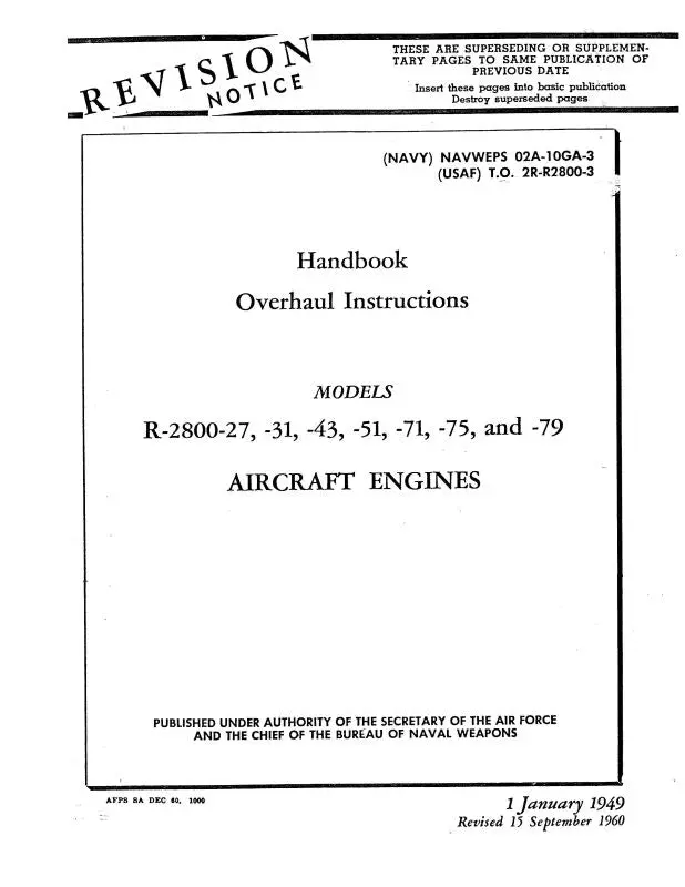 Pratt & Whitney Aircraft R-2800 Series Overhaul Instructions (02A-10Ga-3) 1