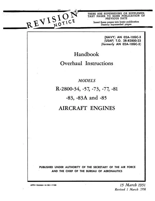 Pratt & Whitney Aircraft R-2800 Series Overhaul Instructions (02A-10Gc-3) 1