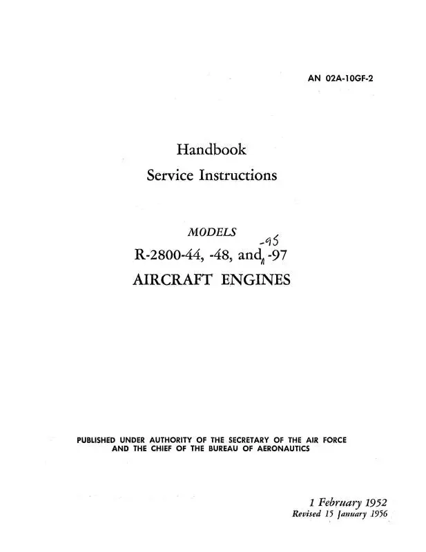Pratt & Whitney Aircraft R-2800-44,-48,-95,-97 Maintenance Instructions Manual (02A-10Gf-2) 1