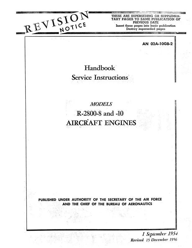 Pratt & Whitney Aircraft R-2800-8 & R-2800-10 Series Service Instructions (02A-10Gb-2) 1