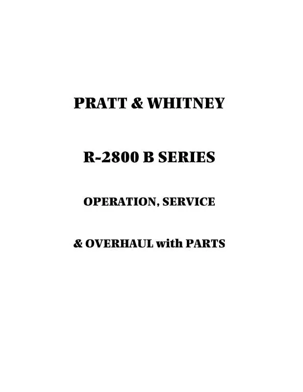 Pratt & Whitney Aircraft R-2800B Series 1949 Operation, Service, Overhaul & Parts (03-5Dd-1) 1
