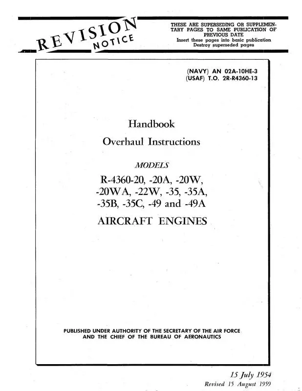 Pratt & Whitney Aircraft R-4360 Series Overhaul Instructions (02A-10He-3) 1