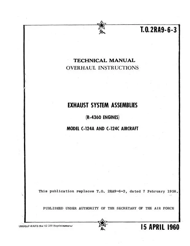 Pratt & Whitney Aircraft R-4360 C-124A&C-124C Models Overhaul Instructions (2Ra9-6-3) 1