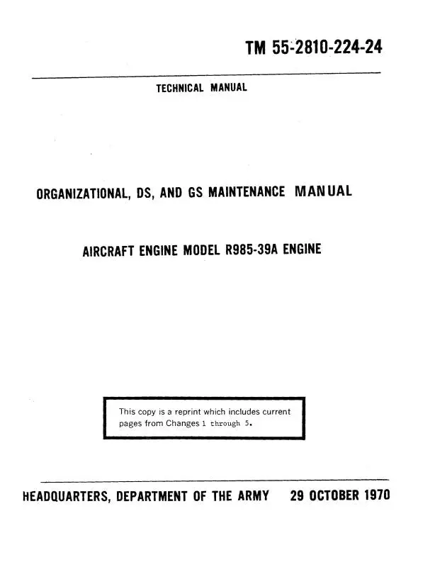 Pratt & Whitney Aircraft R-985-39A Engine Technical Manual (55-2510-224-24) 1