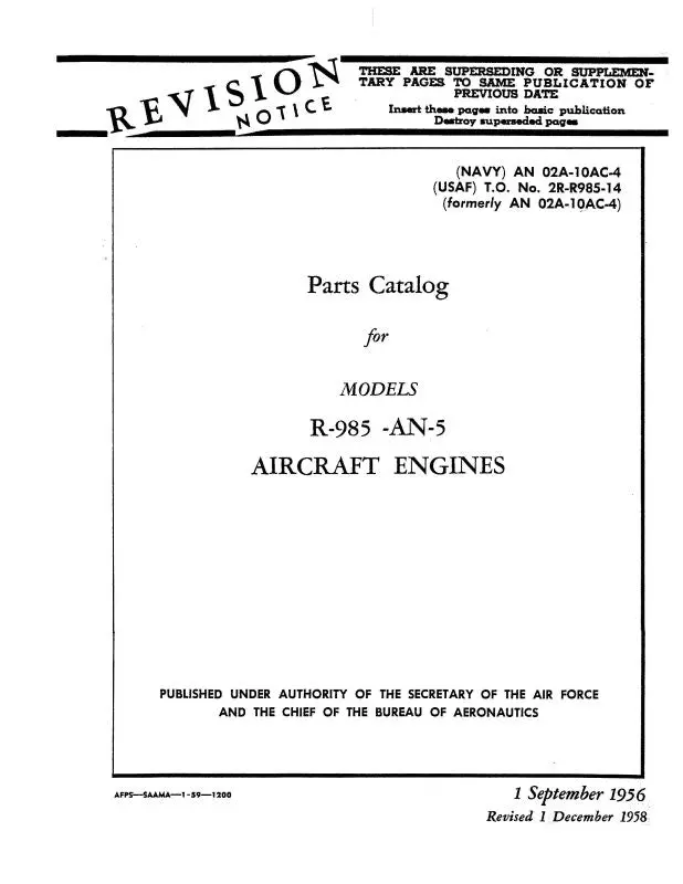 Pratt & Whitney Aircraft R985-An-5 Parts Catalog (02-10Ac-4) 1