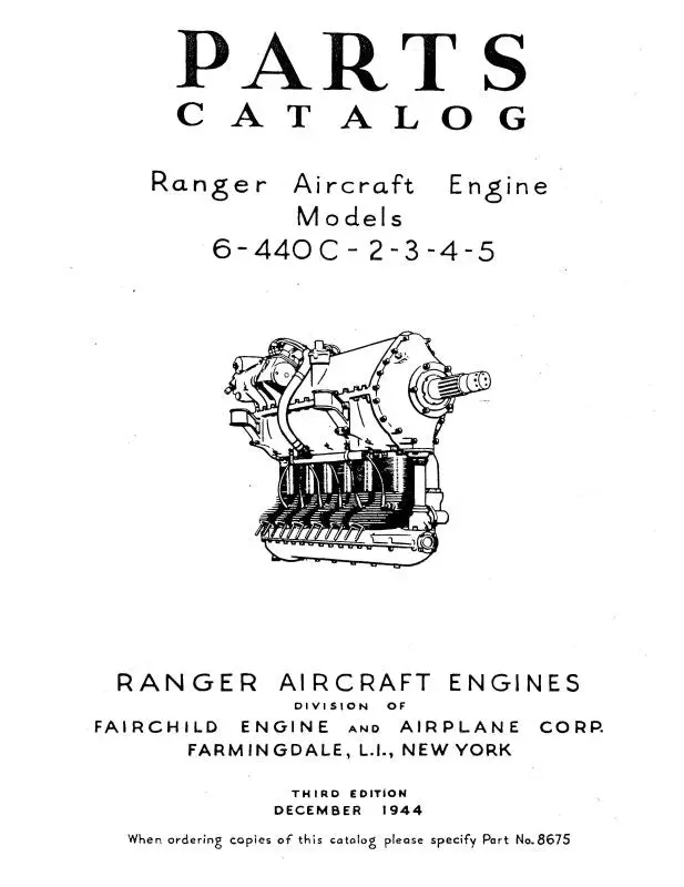 Ranger 6-440C,2,3,4,5 Series Engines Parts Catalog (Rg6440cp) 1