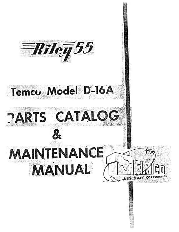 Riley  55 Temco Model D-16A Parts Catalog & Maintenance Manual (Rl55d16a-M-C) 1