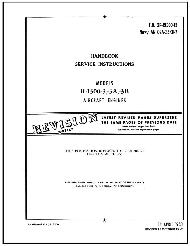 Wright Aeronautical R-1300-3,-3A,-3B Maintenance Instructions (2R-R1300-12) 1