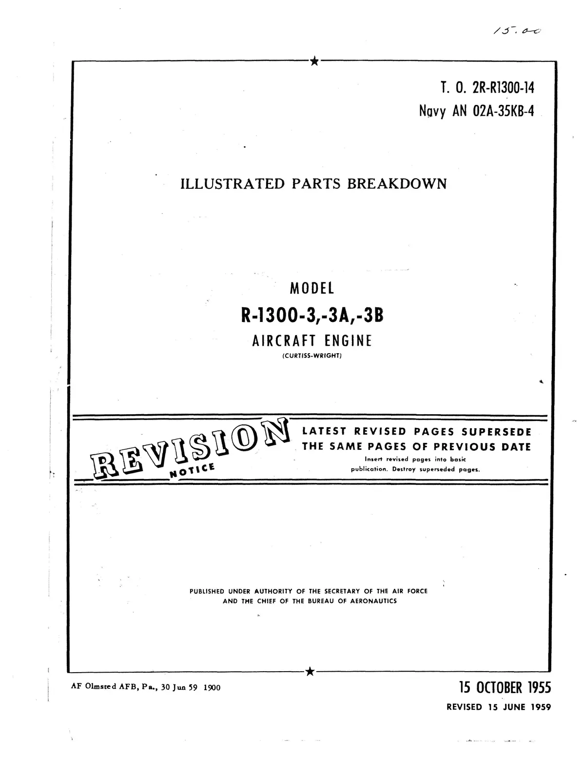 Wright Aeronautical R-1300-3,-3A,-3B Parts Catalog (2R-R1300-14) 1