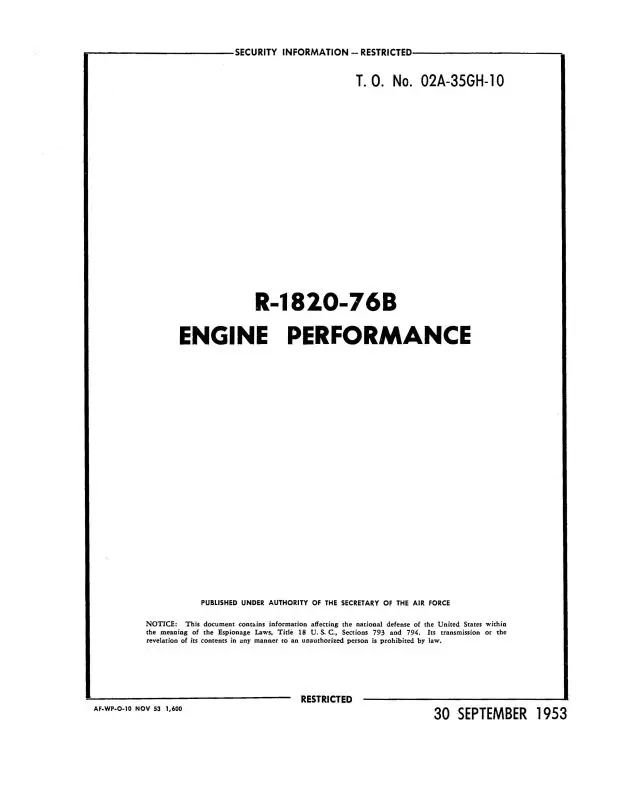 Wright Aeronautical R-1820-76B Engine Performance Engine Performance (02A-35Gh-10) 1