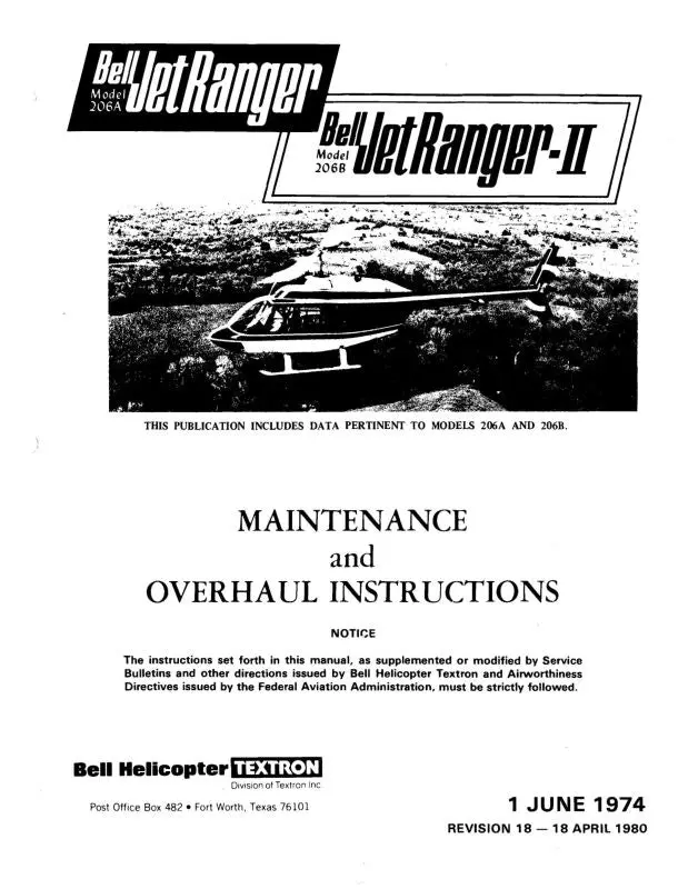 Bell Helicopter 206A,B 1980 Maintenance And Overhaul Instructions 1