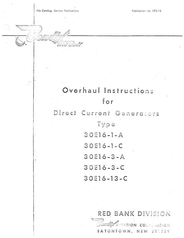 Bendix 30E16-1-A,C, 30E16-3-A, -C Overhaul Instructions (R73-12) 1