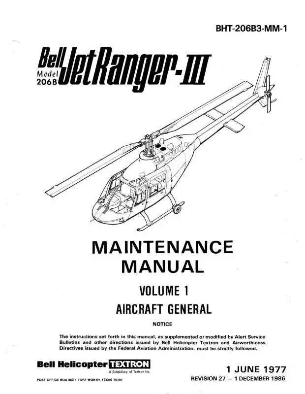 Bell Helicopter 206B 1977 Maintenance Manual 1