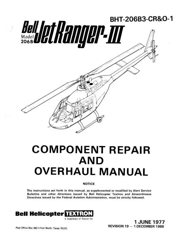 Bell Helicopter 206B 1977 Component Repair And Overhaul Manual 1