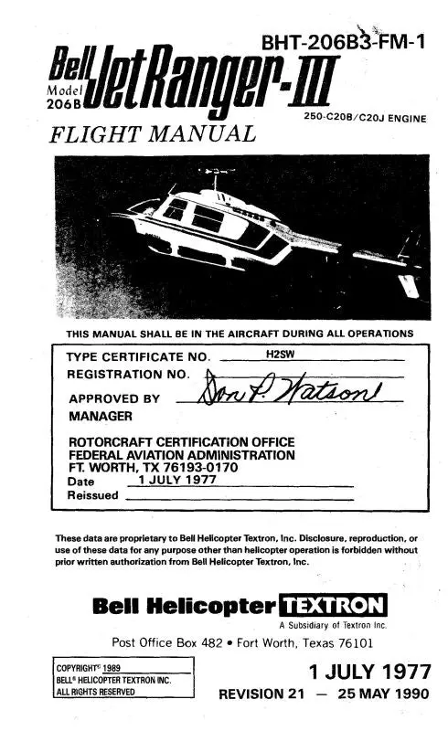 Bell Helicopter 206B Bell Jet Ranger Iil Flight Manual 1