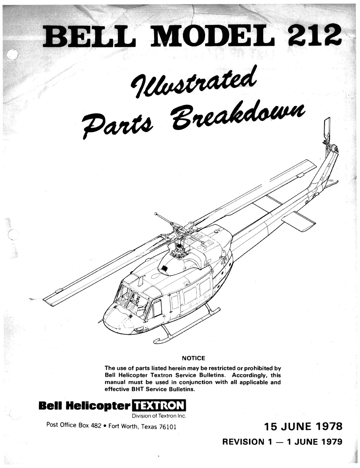 Bell Helicopter Model 212 1978 Illustrated Parts Breakdown 1