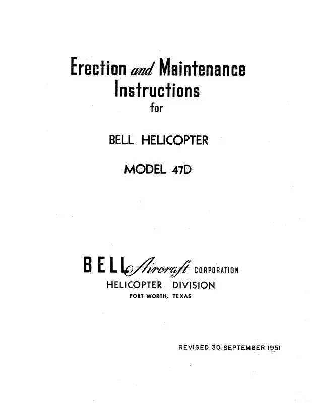 Bell Helicopter 47D Erection & Maintenance Instructions 1