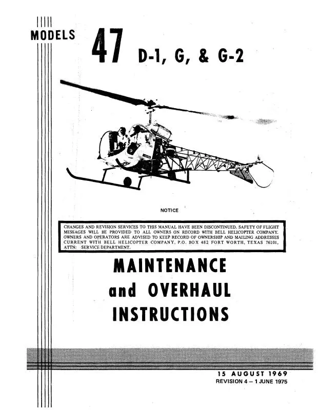 Bell Helicopter 47D-1,47G & 47G-2 Maintenance & Overhaul Manual 1
