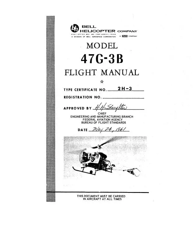 Bell Helicopter 47G-3B 1961 Flight Manual 1