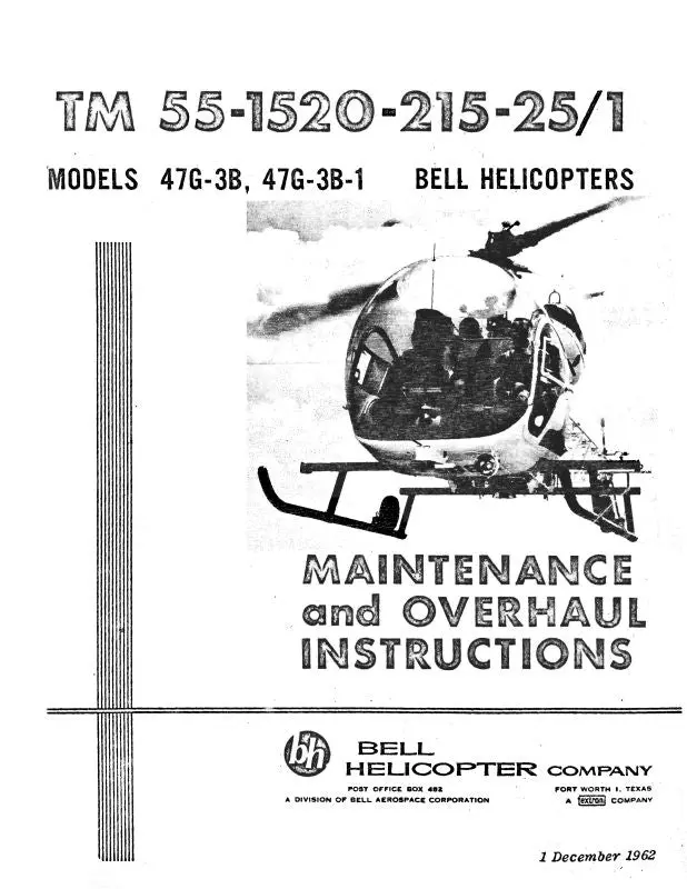 Bell Helicopter 47G-3B, 47G-3B-1 1962 Maintenance & Overhaul Instructions 1
