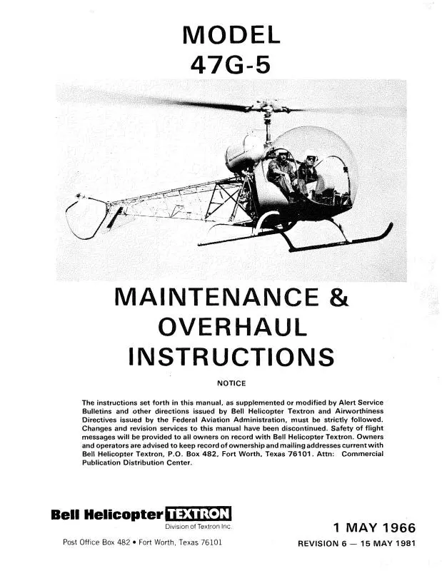 Bell Helicopter 47G-5 Maintenance & Overhaul Instructions 1