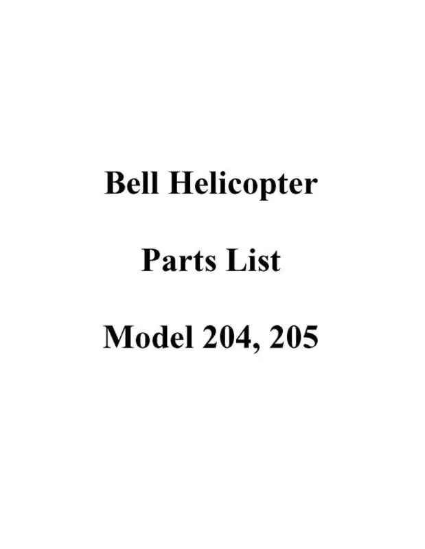 Bell Helicopter 204, 205, & 209 Parts List 1