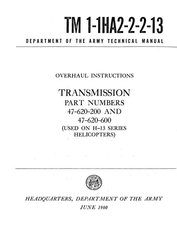 Bell Helicopter H-13 Series 1960 Overhaul Instructions 1