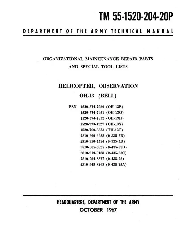Bell Helicopter Oh-13 1965 Parts Catalog 1