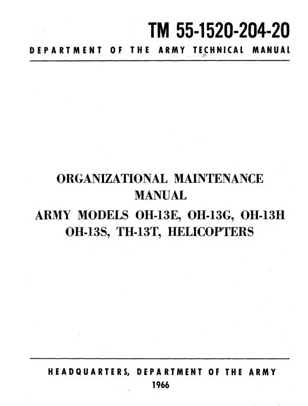 Bell Helicopter Oh-13E,G,H,S,&Th-13T 1966 Organizational Maintenance Manual 1