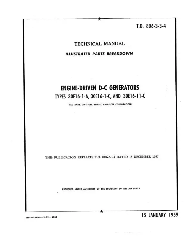 Bendix 30E16-1-A,C, 30E16-11-C Illustrated Parts (Bd6-3-3-4) 1