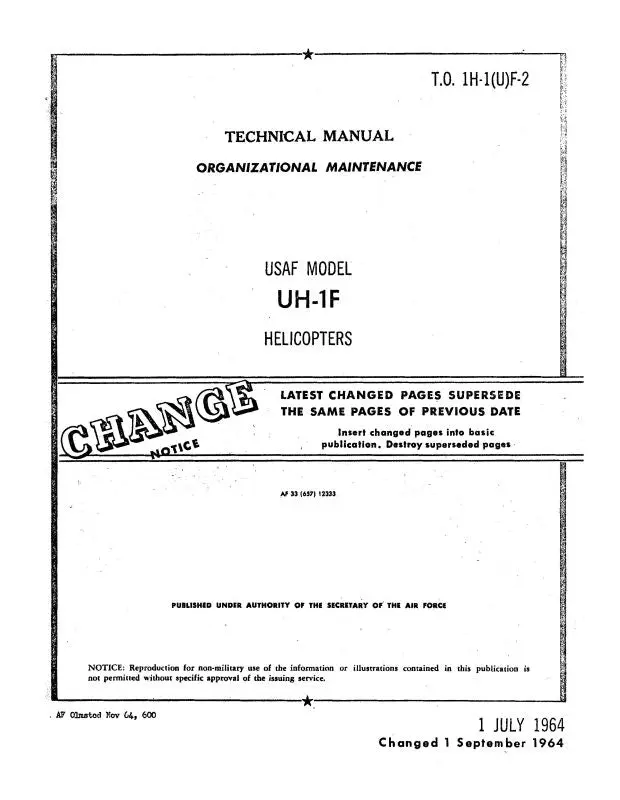 Bell Helicopter Uh-1F 1964 Organizational Maintenance 1