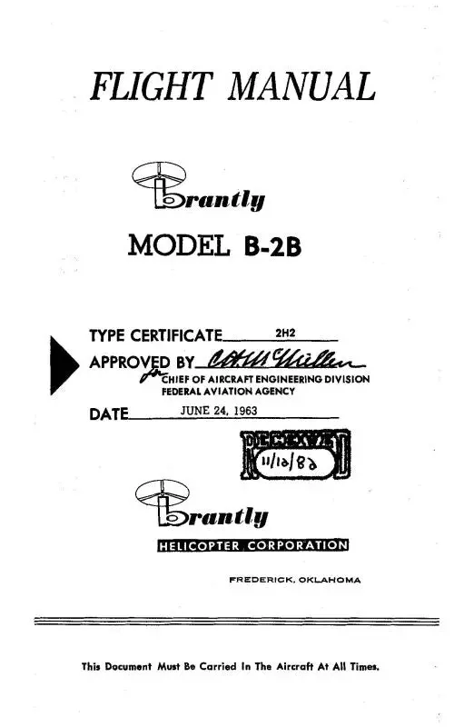 Brantly Helicopter Corp. B-2B Brantley 1982 Flight Manual (Btb2b-82-F-C) 1