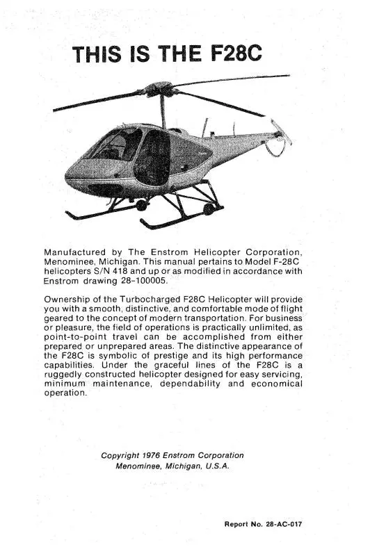 Enstrom F-28C 1976 Flight Manual (Enf28c-76-F-C) 1