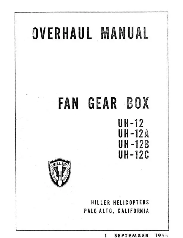 Fairchild Uh-12,A,B,C  1955 Fan Gear Box Overhaul Manual (Fcuh12a,B55ohc) 1
