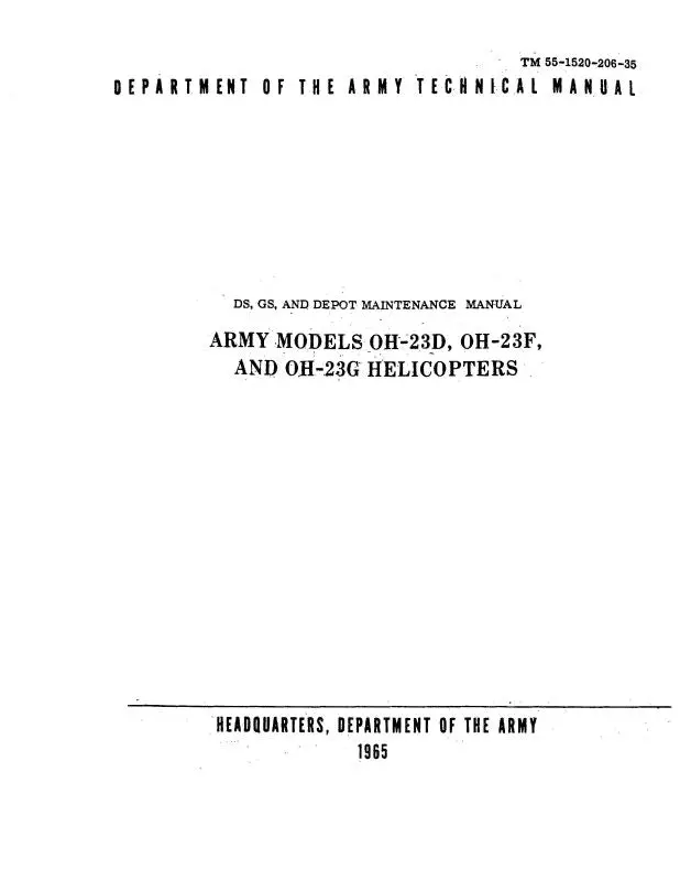 Hiller Helicopters Oh-23D,F,G 1965 Organizational Maintenance Manual (55-1520-206-20) 1