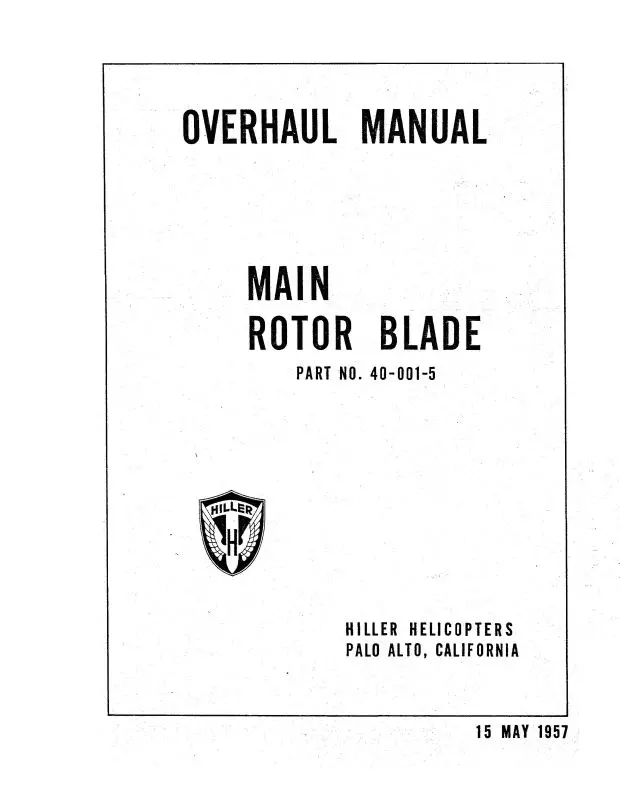 Hiller Helicopters Uh-12,A,B,C 1957 Overhaul Manual (Hiuh12,A-57Ohc) 1