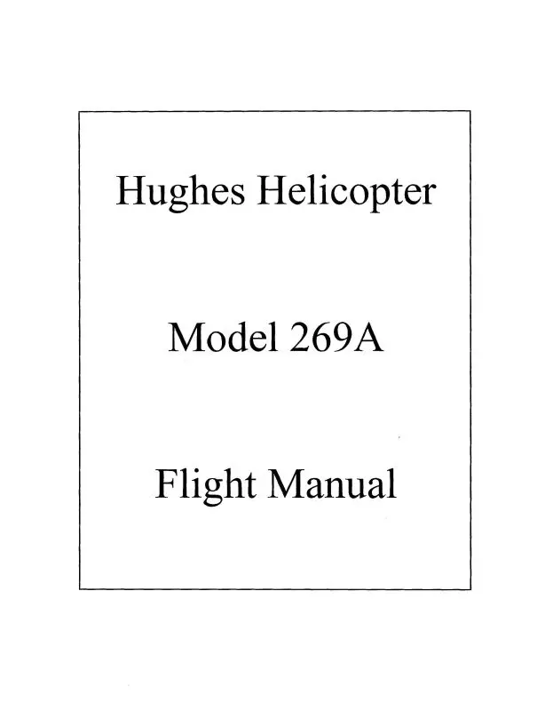 Hughes Helicopters 269A 1964 Flight Manual (Hh269a-64-F-C) 1