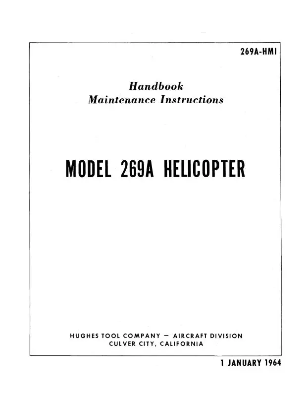 Hughes Helicopters 269A 1964 Maintenance Manual (269A-Hmi) 1