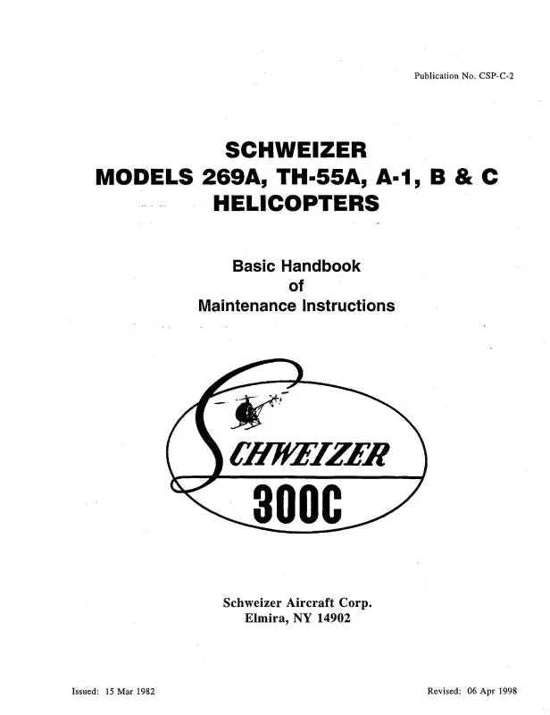 Hughes Helicopters 269A, Th-55A,A-1,B & C 1982 Maintenance Manual (Csp-C-2) 1