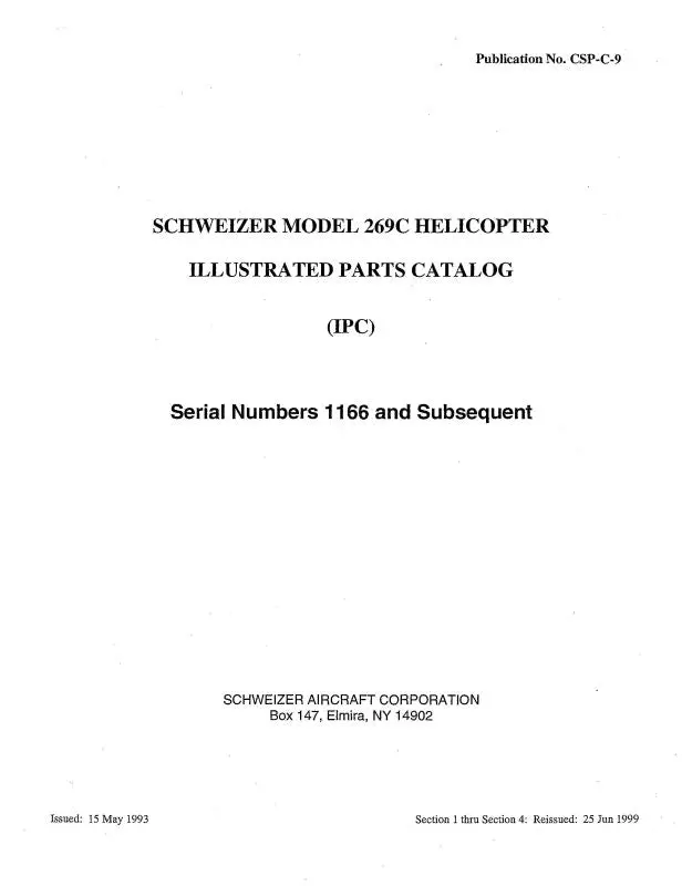 Hughes Helicopters 269C 1999 Illustrated Parts Catalog (Csp-C-9) 1