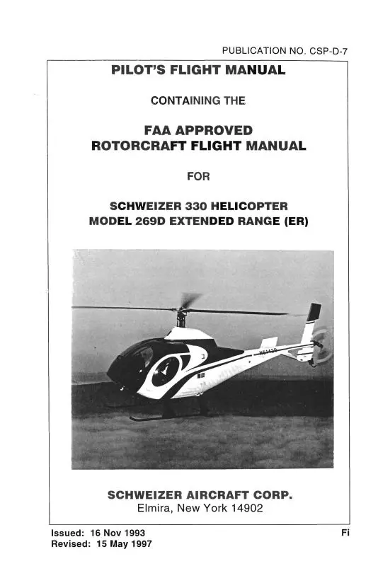 Hughes Helicopters 269D 1993 Pilot's Flight Manual (Csp-D-7) 1